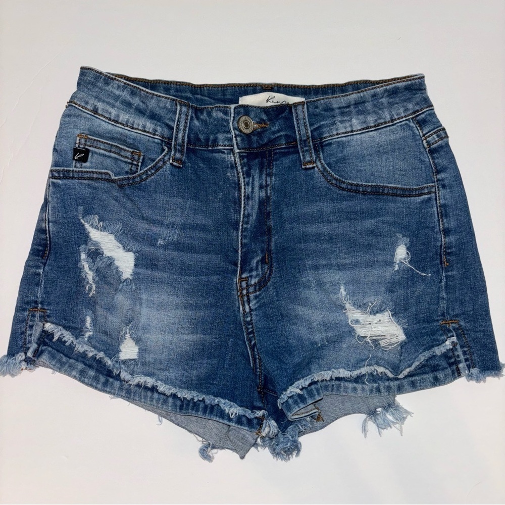 Kancan distressed denim jean shorts, size 5, waist 26